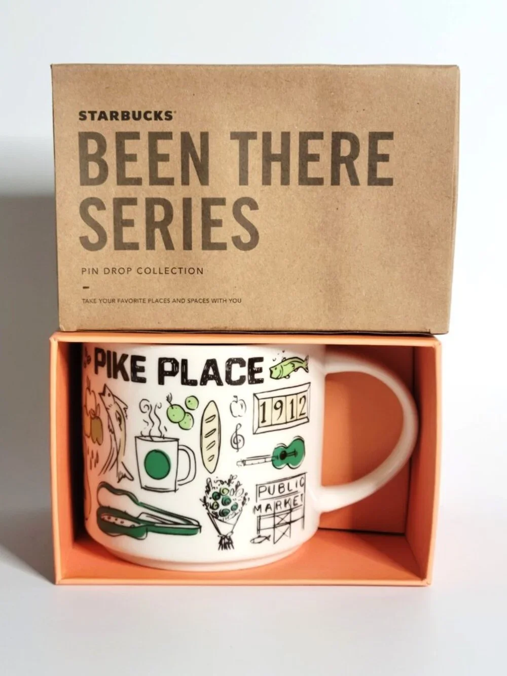 Starbucks 2023 Pike Place Coffee Mug 14 oz Been There Series Pin Drop New in Box